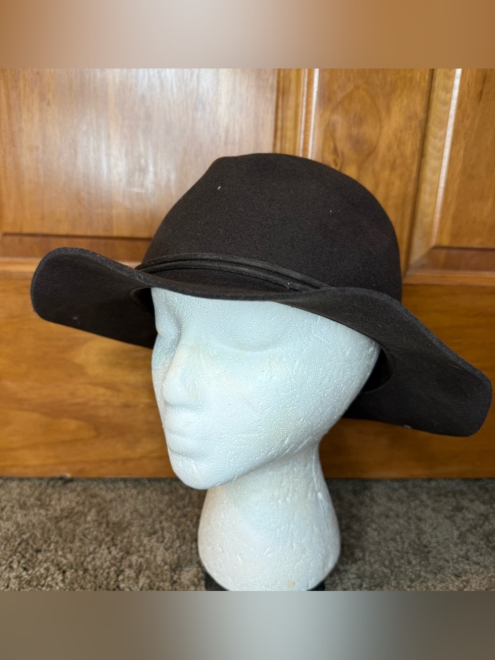 Orvis Hat Cowboy Fitted Mens small medium Brown Felt Wide Brim Outdoor